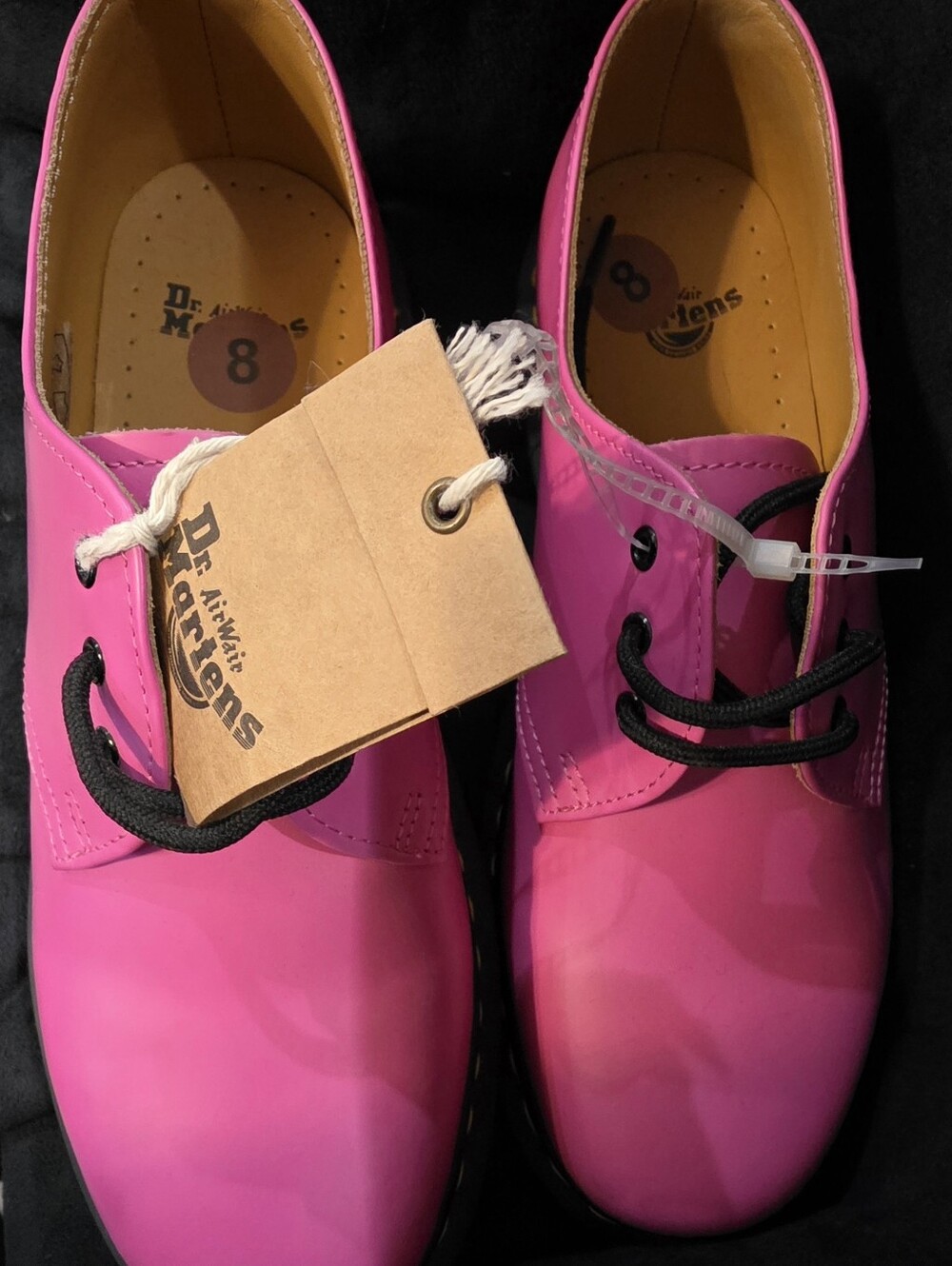 Dr. Martens Hot Pink Patent Leather Lace-Up Flats
